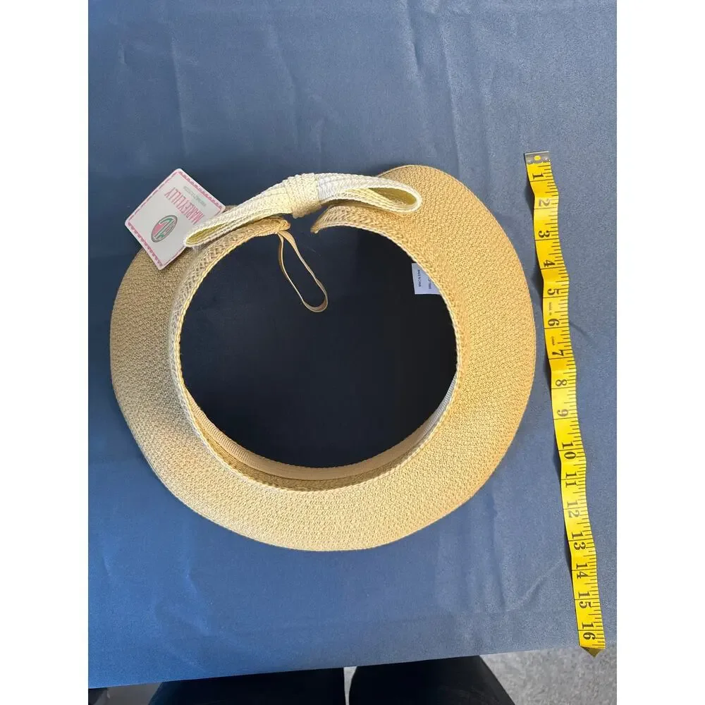 MarleyLilly‎ Open Top Tie Back Adjustable Woven Sun Hat NWT